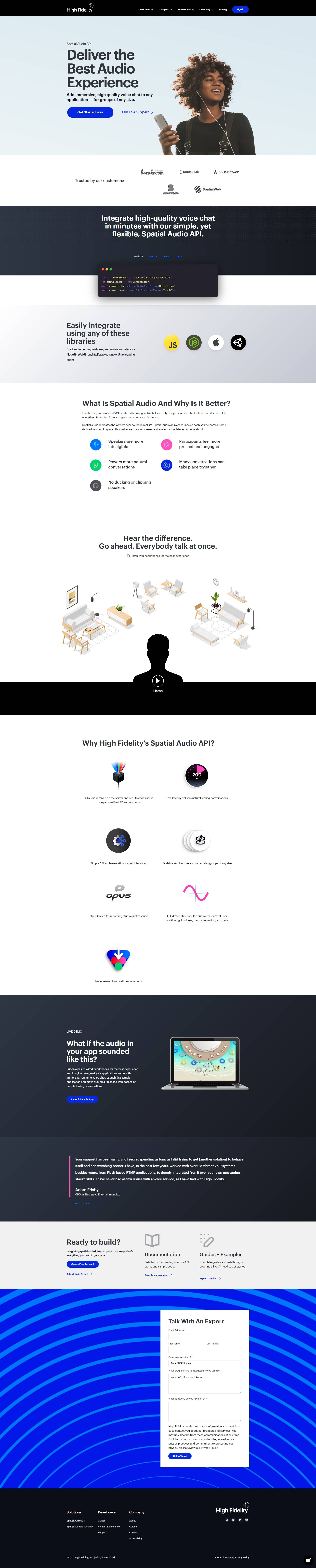 highfidelity website design