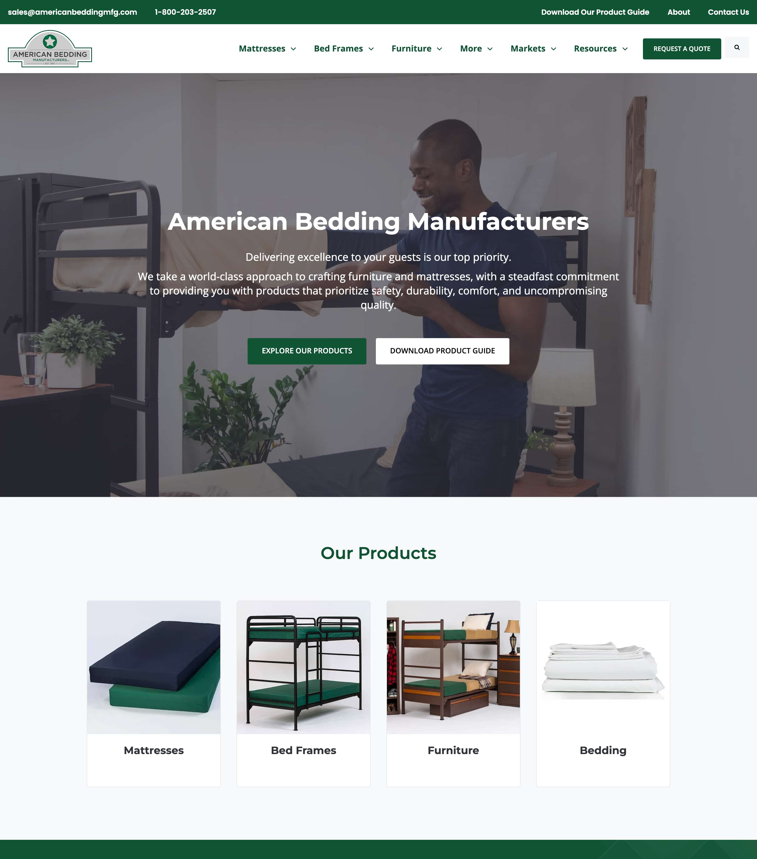 American Bedding Manufacturers Inc. website image