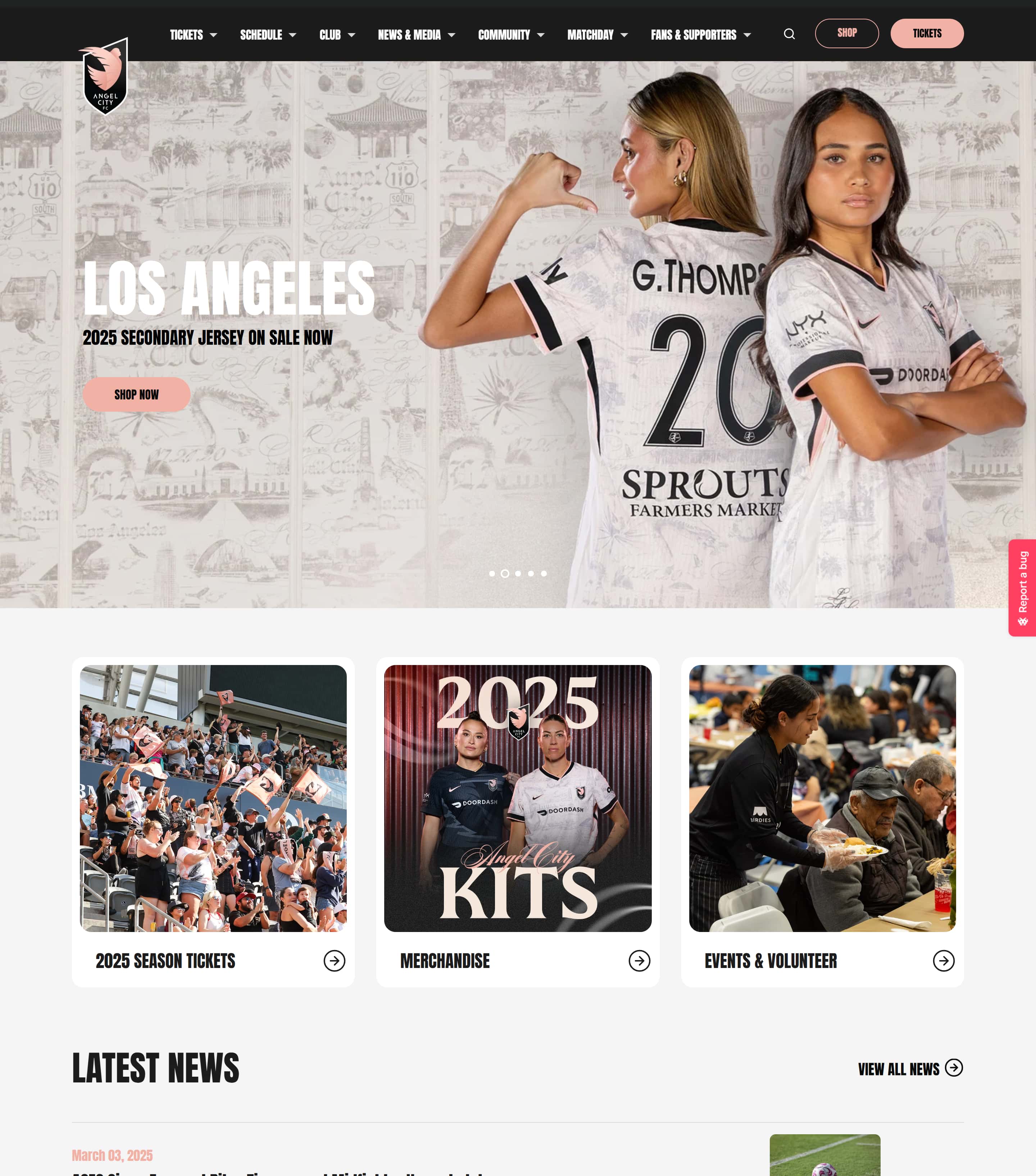 Angel City FC website image
