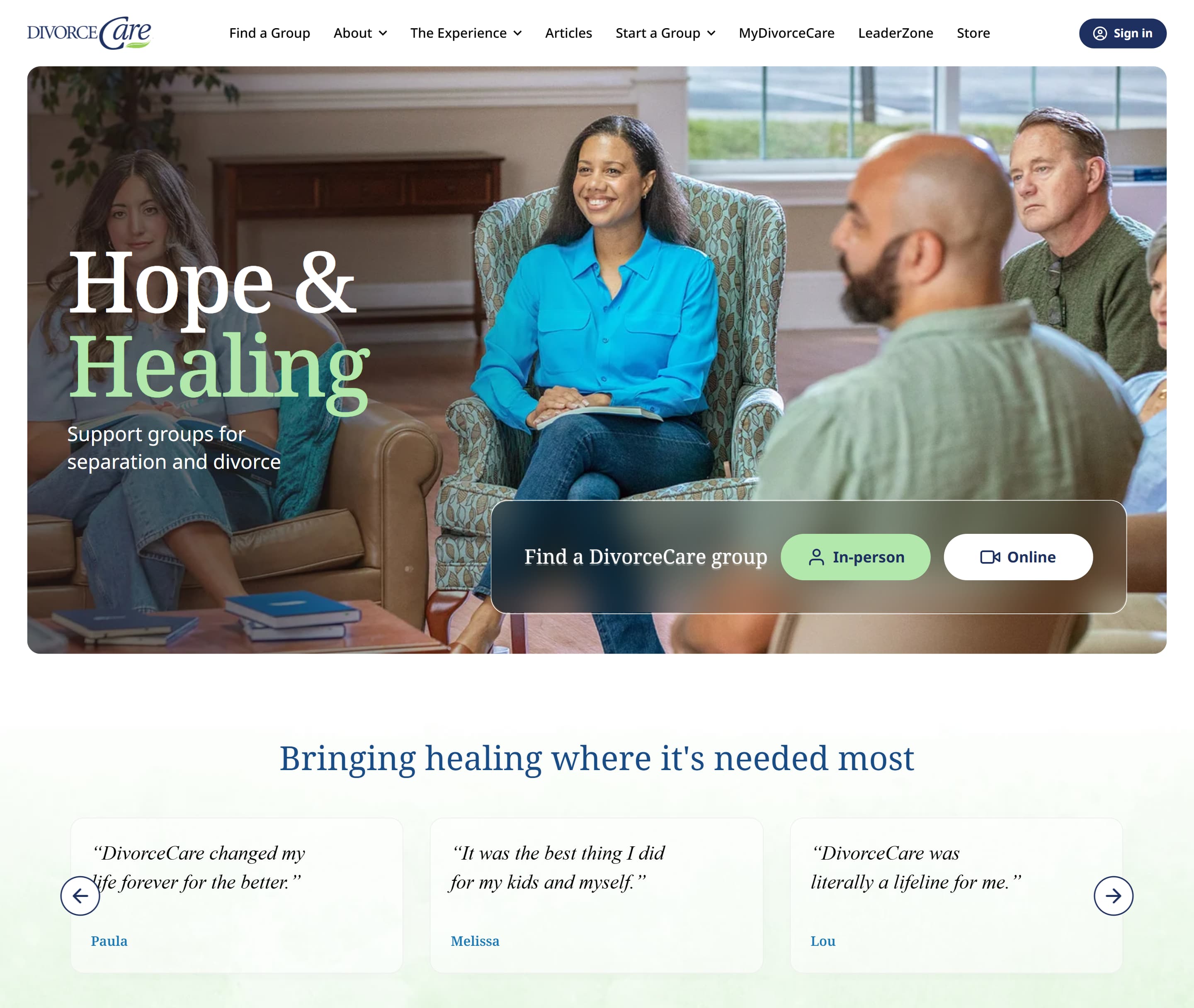 DivorceCare website image