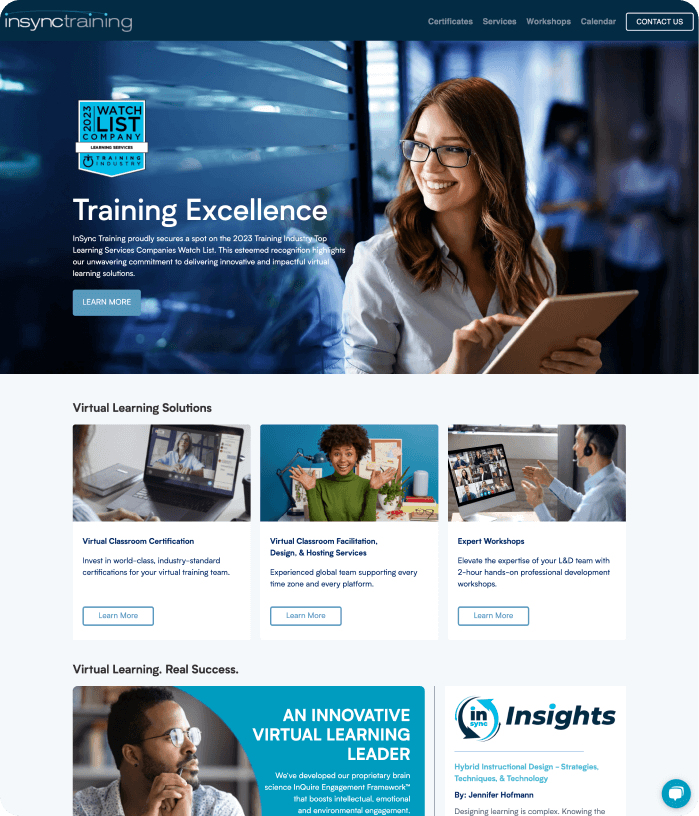 InSync Training website image