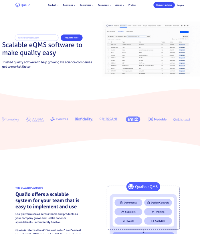 Qualio website image