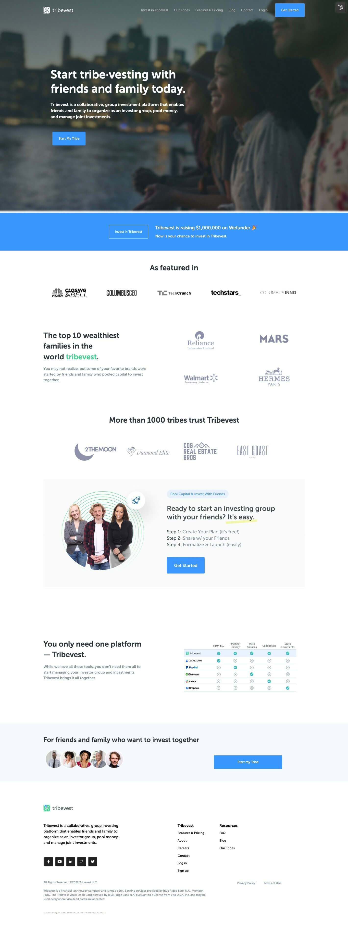 Tribevest website design